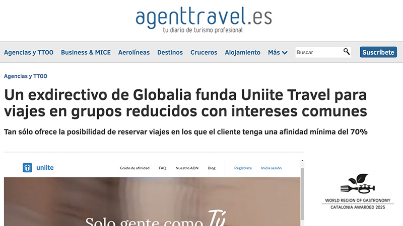 Un exdirectivo de Globalia funda Uniite Travel para viajes en grupos reducidos con intereses comunes