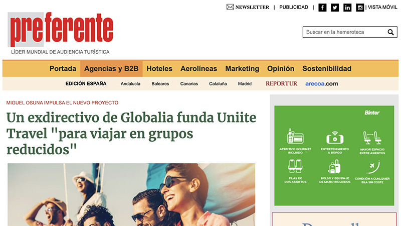 Un exdirectivo de Globalia funda Uniite Travel para viajar en grupos reducidos